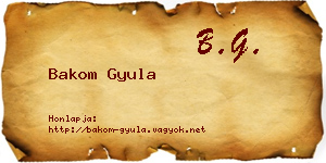 Bakom Gyula névjegykártya